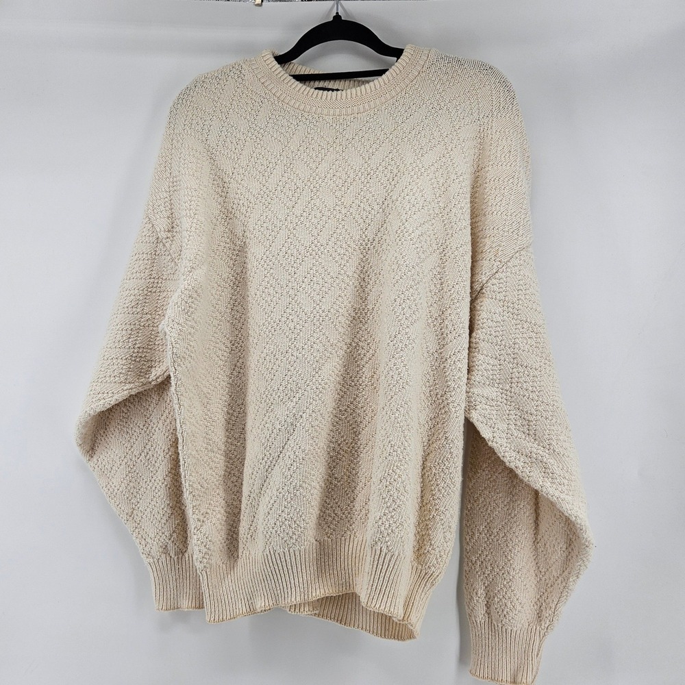 Vintage Fisherman Sweater Mens‎ Large Cotton Made in USA Old Money Grandpa